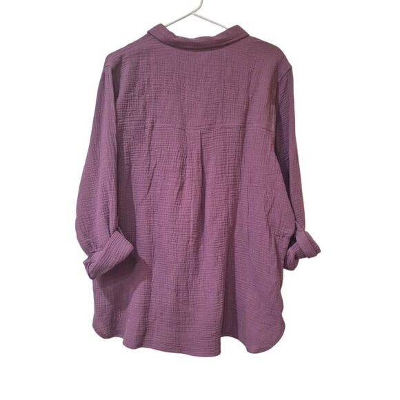 Anne Klein Women's Plum Cotton Gauze Button Down Shirt NEW NWOT - Picture 8 of 14